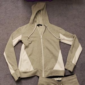 Grey and white sweatsuit